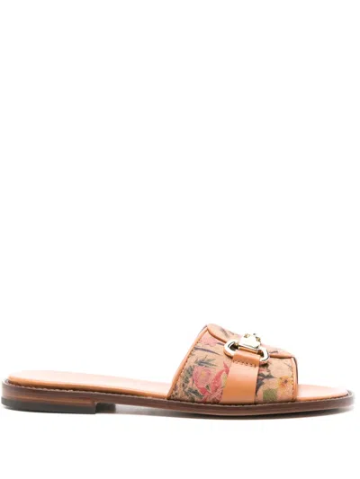 Doucal's Allori Floral-print Sandals In Brown