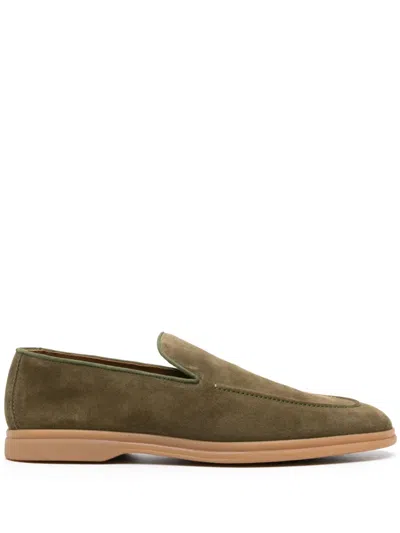 Doucal's Almond-toe Suede Loafers In Green
