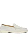 Doucal's Almond Toe Suede Loafers In White