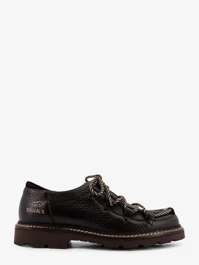 Doucal's Embroidered Logo Lace-up Shoes In Brown