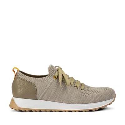 Doucal's Beige Knitted Textured Leather Accents Sneakers In Gray