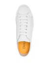Doucal's Beige Low-top Leather Sneakers With Perforated Side Panels In White