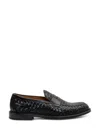 Doucal's Adler Leather Loafers With Woven Pattern In Black