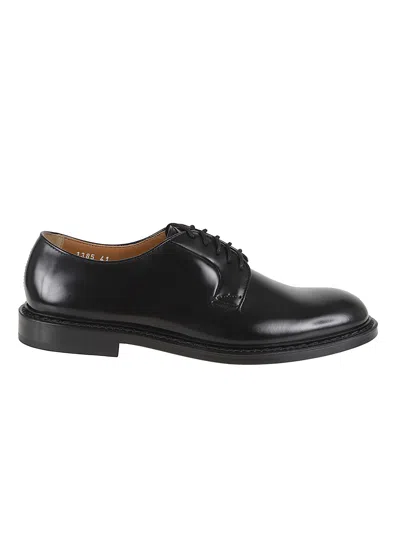 Doucal's Black Brushed Calfskin Derby Loafers