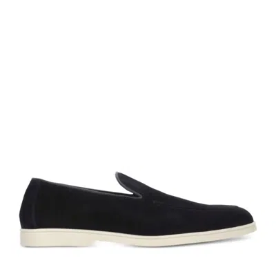 Doucal's Black Minimalist Rubber Sole Calf Leather Loafers