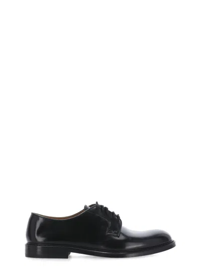 Doucal's Black Smooth Leather Lace-up Shoes
