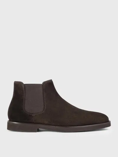 Doucal's Suede Elastic-sided Ankle Boots In Brown