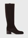 Doucal's Block-heel Suede Boots In Brown
