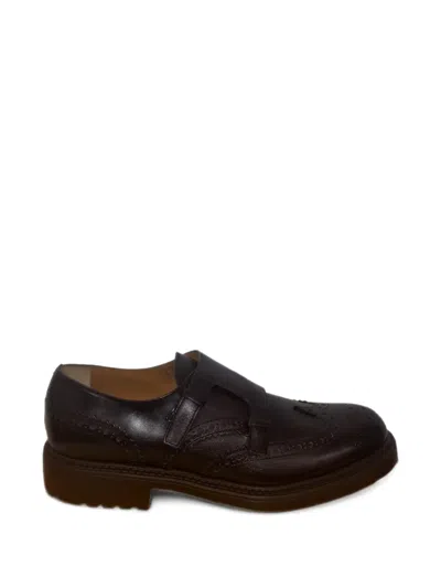 Doucal's Brogue Monk Shoes In Brown