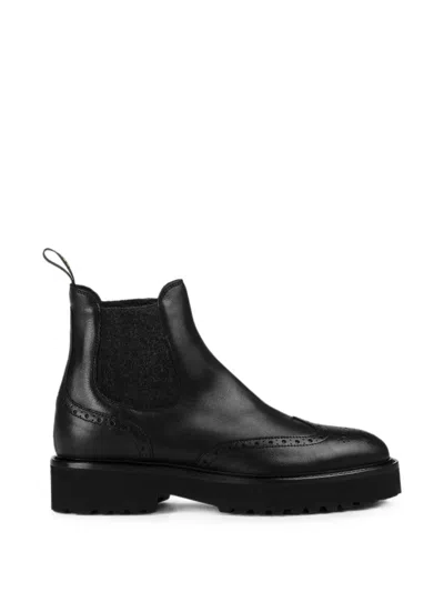 Doucal's Brogue-detail Ankle Boots In Black