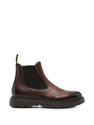 Doucal's Brogue-detail Chelsea Boots In Brown