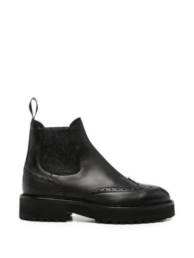 Doucal's Brogue-detail Chelsea Boots In Black