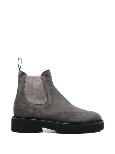 Doucal's Brogue-detail Suede Ankle Boots In Multi