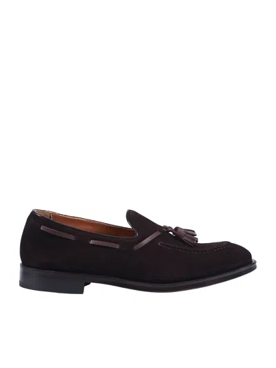 Doucal's Brown Adler Calfskin Suede Loafers In Black