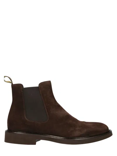 Doucal's Brown Beatles Suede Boots In Animal Print