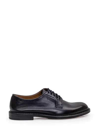 Doucal's Polished Calf Leather Derby Shoes With Lace-up Design In Black