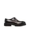 Doucal's Dark Brown Calfskin Derby Shoes With Decorative Seams In Brown