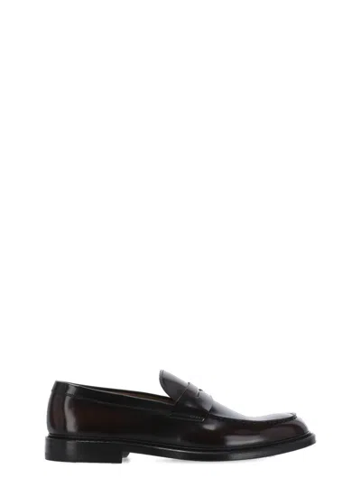 Doucal's Brown Smooth Leather Mask Loafers In Black