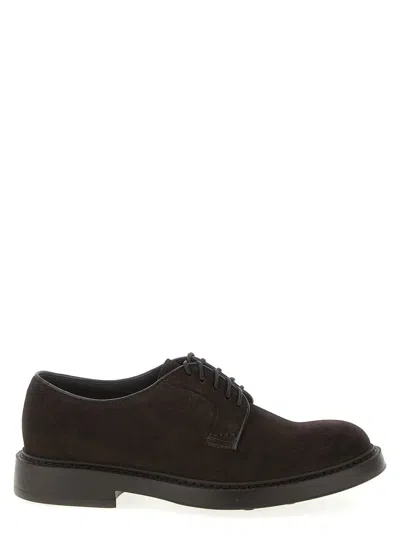 Doucal's Brown Suede Derby Shoes With Blake Construction
