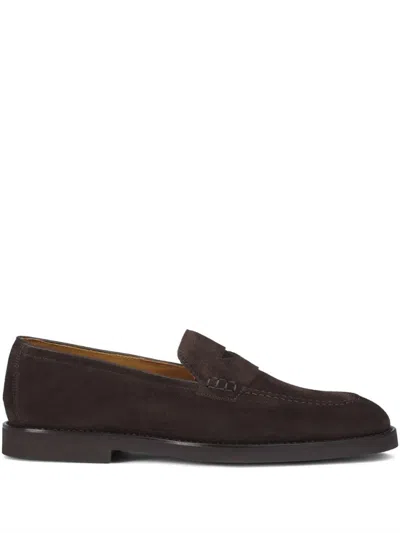 Doucal's Brown Suede Loafers With Timeless Elegance In Black