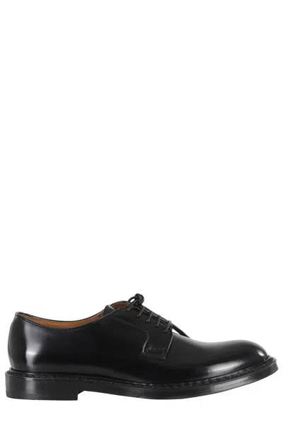 Doucal's Brushed Leather Derby Lace-up Shoes In Black