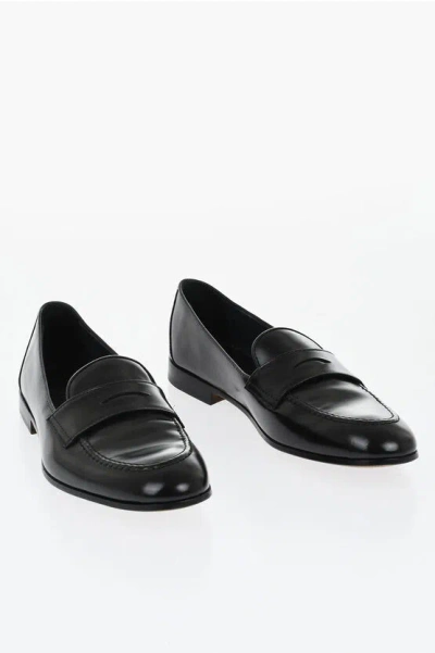 Doucal's Brushed Leather Penny Loafers With Leather Sole In Multi