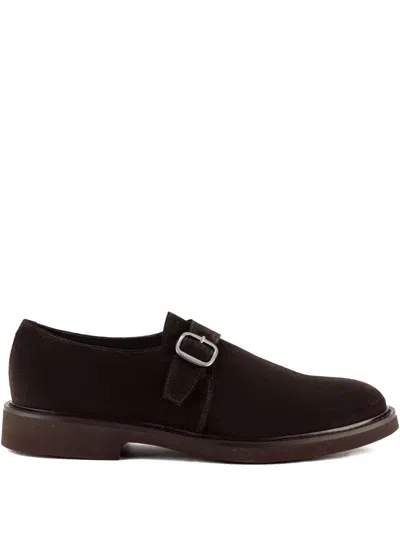 Doucal's Buckle-detail Suede Loafers In Brown