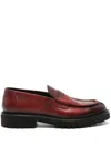 Doucal's Burnished-finish Leather Loafers In Red