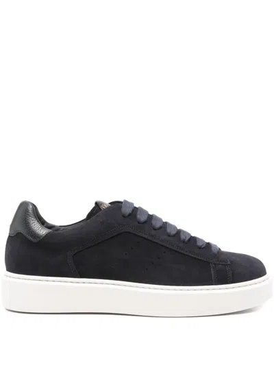 Doucal's Clay Suede Lace-up Sneakers In Black
