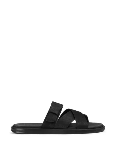 Doucal's Crossover Touch-strap Sandals In Black