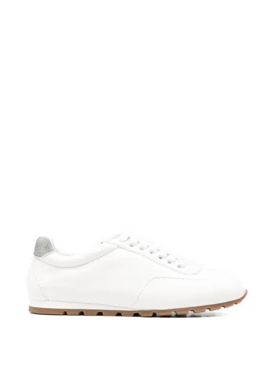 Doucal's Crystal-embellished Leather Sneakers In White