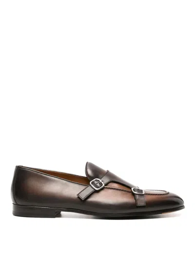 Doucal's Dark Brown Leather Double-buckle Loafers