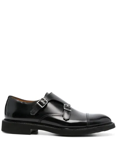 DOUCAL'S DOUBLE BUCKLE BLACK SHOES