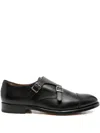 Doucal's Double-buckle Leather Monk Shoes In Black