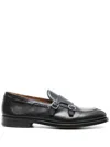 Doucal's Double-buckle Leather Monk Shoes In Animal Print