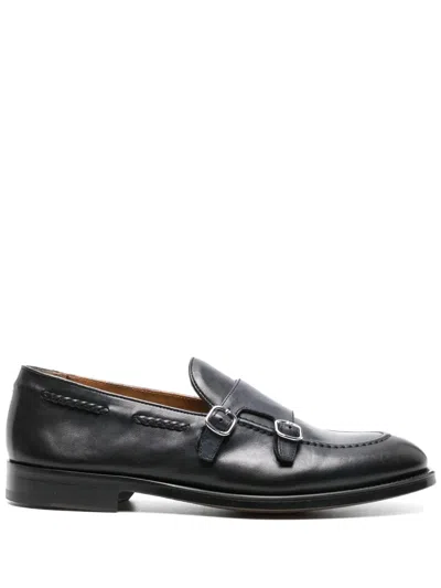 Doucal's Double-buckle Leather Monk Shoes In Animal Print