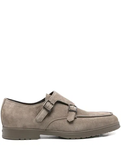 Doucal's Double-buckle Suede Loafers In Gray