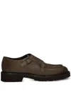 Doucal's Double-buckle Suede Monk Shoes In Brown