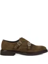 Doucal's Double-buckle Suede Shoe In Brown