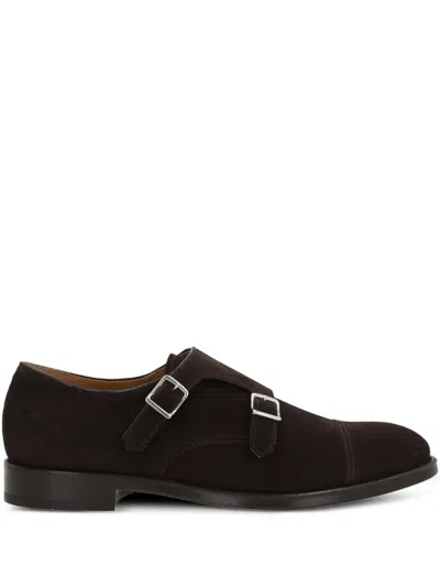 Doucal's Double-buckle Suede Shoes In Brown