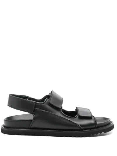 Doucal's Double-strap Leather Sandals In Black