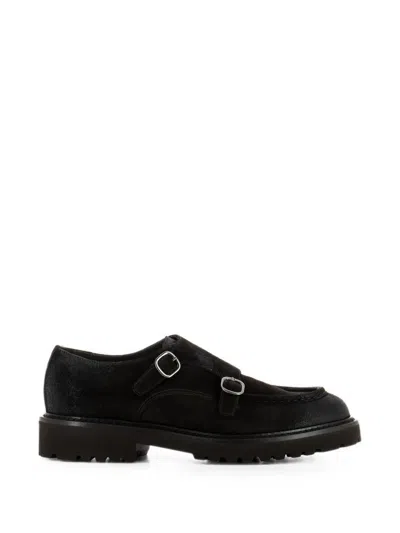 Doucal's Double-buckle Apron-toe Monk Shoes In Black