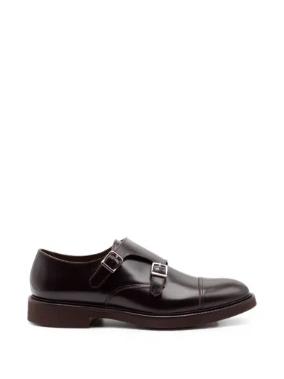 Doucal's Double-buckle Leather Monk Shoes In Brown