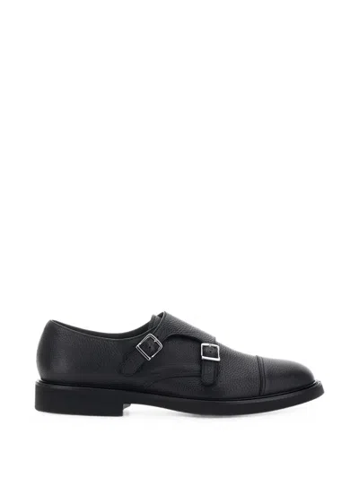 Doucal's Double-strap Leather Monk Shoes In Black