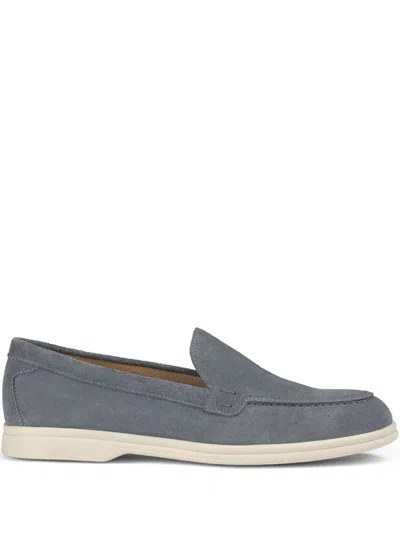Doucal's Almond Toe Grey Suede Loafers In Gray