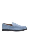 Doucal's Arthur Uomo Man Loafers Sky Blue Size 6 Leather In Blue