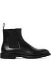 Doucal's Polished Leather Ankle Boots With Elastic Side Panels In Black