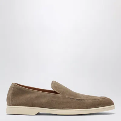 Doucal's Beige Suede Loafers Men In Brown