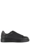 Doucal's Black Tumbled Leather Sneakers With Suede Heel In Black