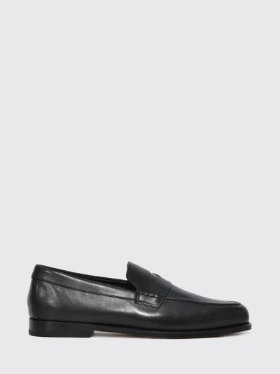 Doucal's Black Leather Penny Moccasin
